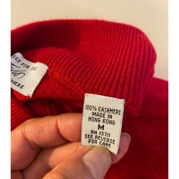 Lord & Taylor Pullover Red Mock Turtle Sweater Cashmere Long Sleeve Medium - Picture 4 of 9